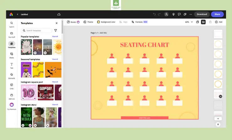 Adobe Express Classroom Seating Chart