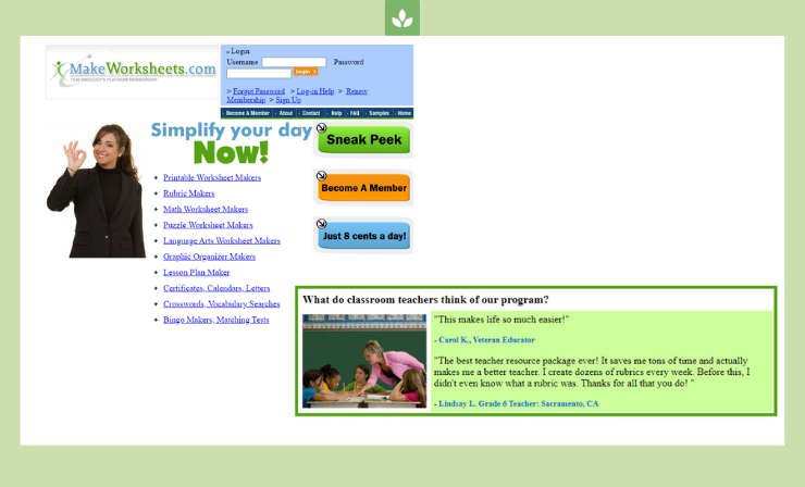 The website's home page lists several different template categories that you can choose from