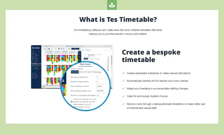 Test Timetable is a timetable system created by professionals at Edval