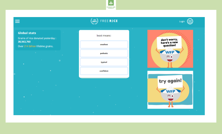 Free Rice is an easy learning tool for students learning about different vocabulary words