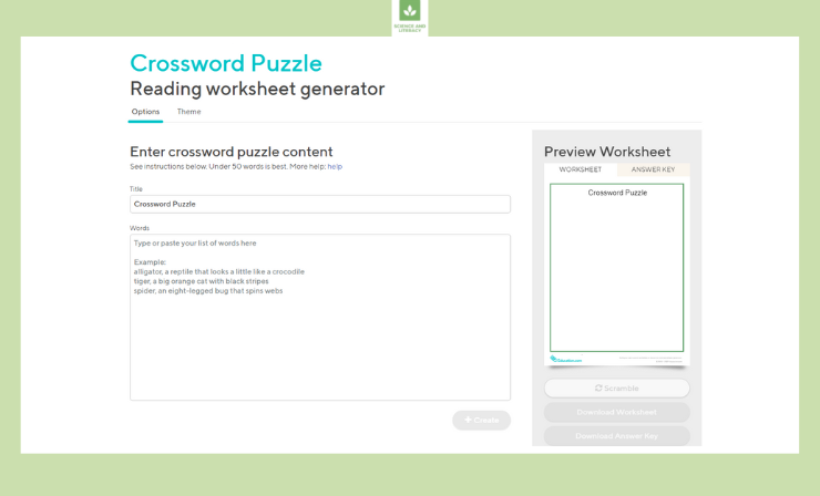 This puzzle maker from Education.com offers another basic, no-frills crossword maker