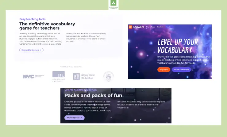 A website that allows teachers to customize vocabulary words