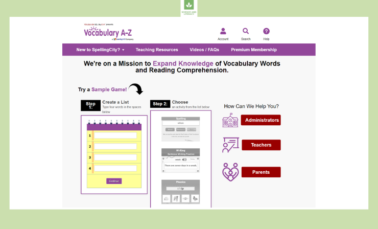 A website with a mission to help children expand their knowledge of vocabulary words