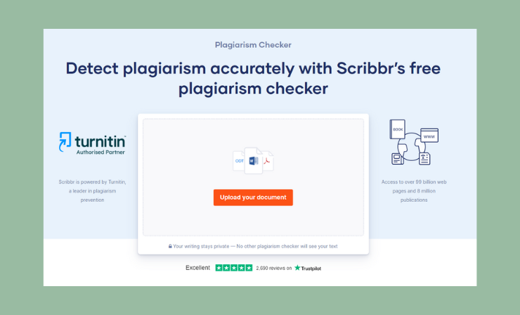 Scribbr's plagiarism checker, powered by Turnitin