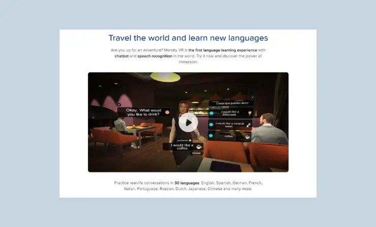 Experience the power of immersion in learning a new language with Mondly VR