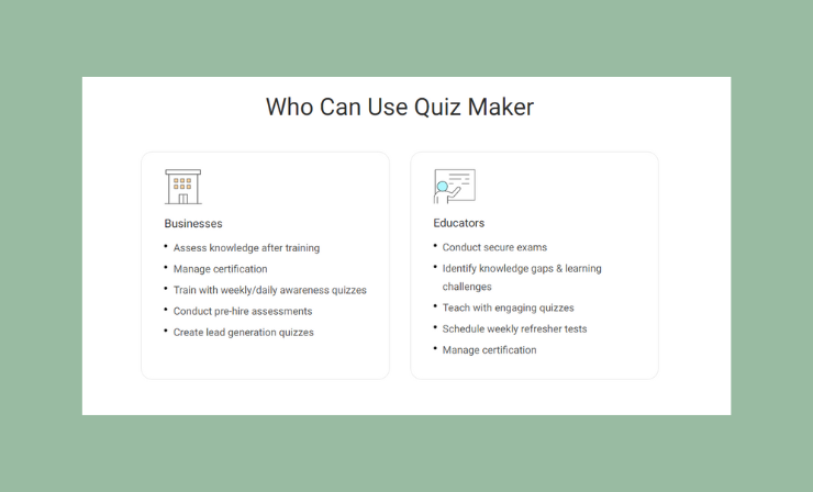 ProProfs Quiz Maker offers teachers a powerful and useful tool