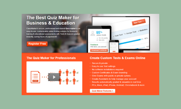 Class Marker is a teacher quiz maker for businesses and schools