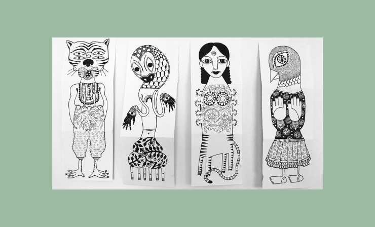 Exquisite Corpse drawing games for kids