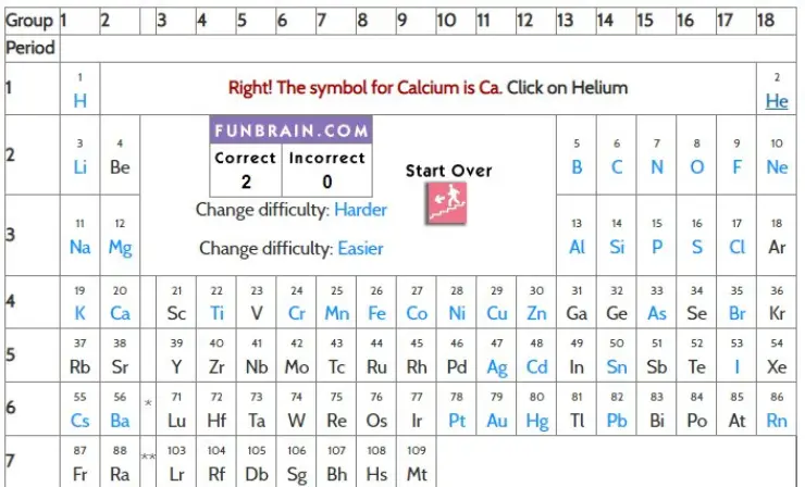 The Periodic Table Game